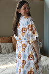 Lion Safari Robe swaddle personalized hat with matching dad shirt