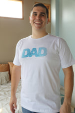 Blue Mozaic Robe swaddle personalized hat with matching dad shirt