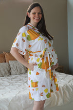 Pumpkin Robe swaddle personalized hat with matching dad shirt