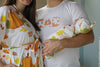 Pumpkin Robe swaddle personalized hat with matching dad shirt