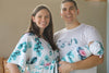 Eucalyptus Robe swaddle personalized hat with matching dad shirt