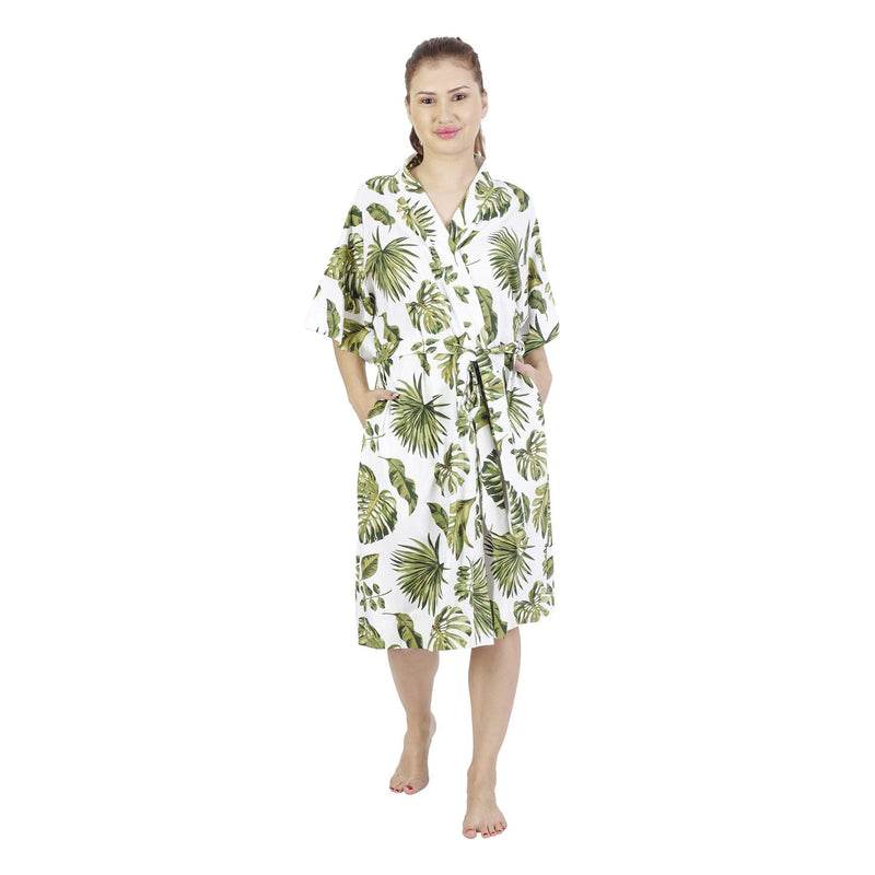 Comfy Mommy Big Palm Organic Stretch Cotton Maternity Robe | Maternity Gowns - comfymommyshop.in