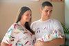 Purple Feathers Robe swaddle personalized hat with matching dad shirt