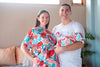 Poppy drop Robe swaddle personalized hat with matching dad shirt