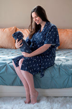 Aztec Robe swaddle personalized hat with matching dad shirt