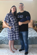 Scottish Plaid Robe swaddle personalized hat with matching dad shirt