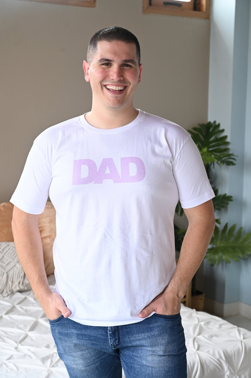 Lavender Robe swaddle personalized hat with matching dad shirt
