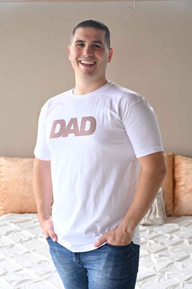 Taupe Robe swaddle personalized hat with matching dad shirt
