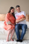 Coral Robe swaddle personalized hat with matching dad shirt