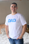 Blue Robe swaddle personalized hat with matching dad shirt