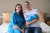 Blue Robe swaddle personalized hat with matching dad shirt