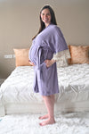 Lavender Robe swaddle personalized hat with matching dad shirt