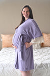 Lavender Robe swaddle personalized hat with matching dad shirt