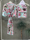 Aqua Floral Maternity robe and swaddle set boy. Mommy and me robe and swaddle set boy. In organic stretch cotton. Matching t-shirts available. - comfymommyshop.in