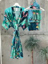Big Cactus Maternity robe and swaddle set boy. Mommy and me robe and swaddle set boy. In organic stretch cotton. Matching t-shirts available. - comfymommyshop.in
