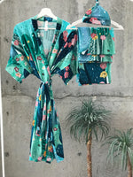 Big Cactus Maternity robe and swaddle set boy. Mommy and me robe and swaddle set boy. In organic stretch cotton. Matching t-shirts available. - comfymommyshop.in
