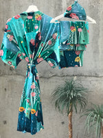 Big Cactus Maternity robe and swaddle set boy. Mommy and me robe and swaddle set boy. In organic stretch cotton. Matching t-shirts available. - comfymommyshop.in