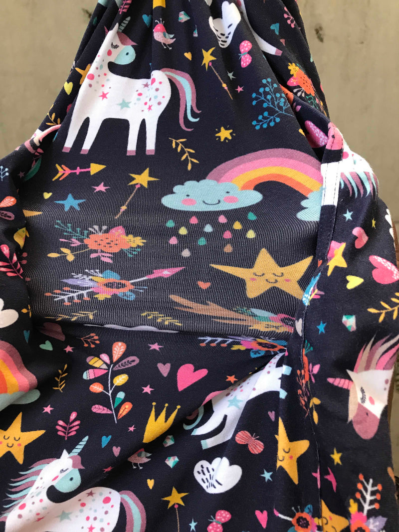 Unicorn print Maternity robe and swaddle set boy. Mommy and me robe and swaddle set boy. In organic stretch cotton. Matching t-shirts available. - comfymommyshop.in