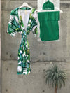 Tropical Pineapple Green Maternity robe and swaddle set boy. Mommy and me robe and swaddle set boy. In organic stretch cotton. Matching t-shirts available. - comfymommyshop.in