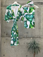 Tropical Pineapple Maternity robe and swaddle set boy. Mommy and me robe and swaddle set boy. In organic stretch cotton. Matching t-shirts available. - comfymommyshop.in