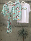 Forest animal print Maternity robe and swaddle set boy. Mommy and me robe and swaddle set boy. In organic stretch cotton. Matching t-shirts available. - comfymommyshop.in