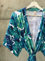 Big Tropical Maternity robe and swaddle set boy. Mommy and me robe and swaddle set boy. In organic stretch cotton. Matching t-shirts available. - comfymommyshop.in