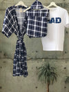 Scotish white print Maternity robe and swaddle set boy. Mommy and me robe and swaddle set boy. In organic stretch cotton. Matching t-shirts available. - comfymommyshop.in