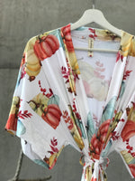 Autumn Squash Maternity robe and swaddle set boy. Mommy and me robe and swaddle set boy. In organic stretch cotton. Matching t-shirts available. - comfymommyshop.in