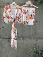 Autumn Break Maternity robe and swaddle set boy. Mommy and me robe and swaddle set boy. In organic stretch cotton. Matching t-shirts available. - comfymommyshop.in