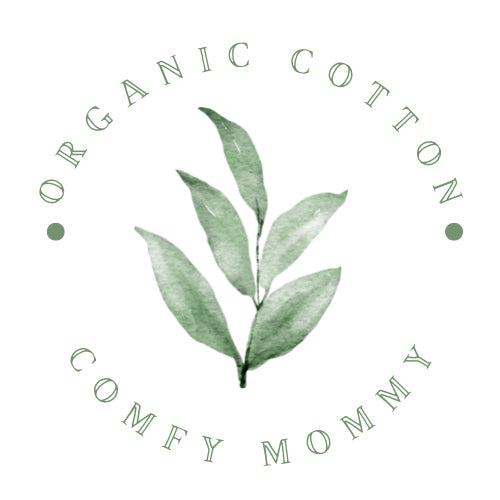 Organic Maternity robe and swaddle set with personalized baby hat. Perfect baby shower gift in Olive leaves pattern.