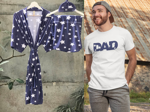 Maternity robe and swaddle set boy. Mommy and me robe and swaddle set boy. In organic stretch cotton. Sog Matching t-shirts available. - comfymommyshop.in