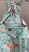 Forest animal print Maternity robe and swaddle set boy. Mommy and me robe and swaddle set boy. In organic stretch cotton. Matching t-shirts available.